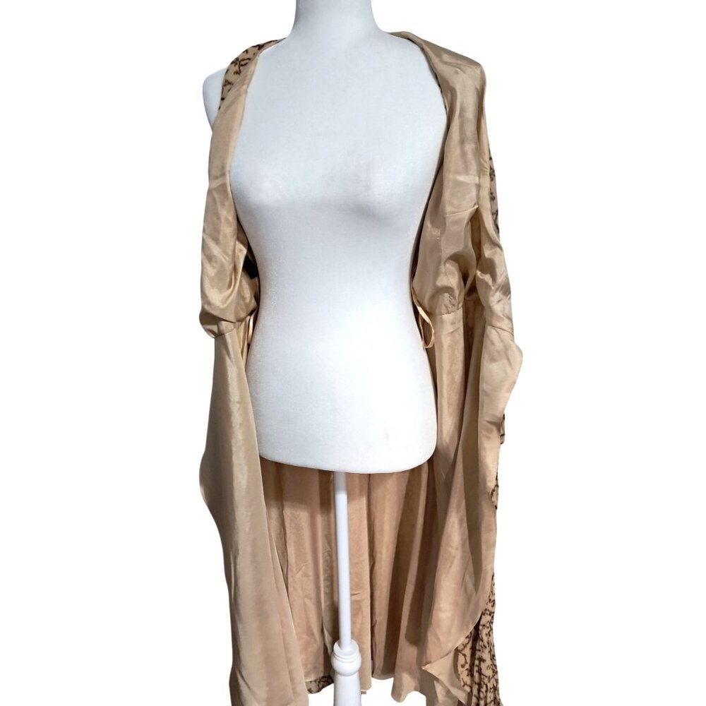 Lauren Ralph Lauren Tan & Brown Silk Wrap Dress Womens Size 12 Sleeveless Midi L - Picture 10 of 10